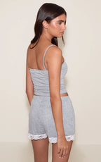 Luna Lace-Trim Heathered Lounge Set