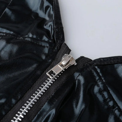 Midnight Onyx Faux-Leather Corset & Garter 3-Piece Set