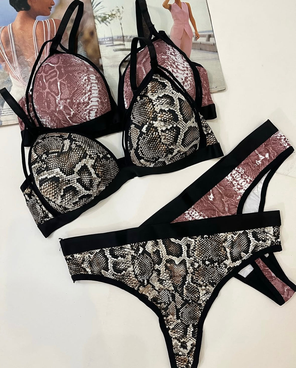 Snake Priint Serpent Luxe Bra Set