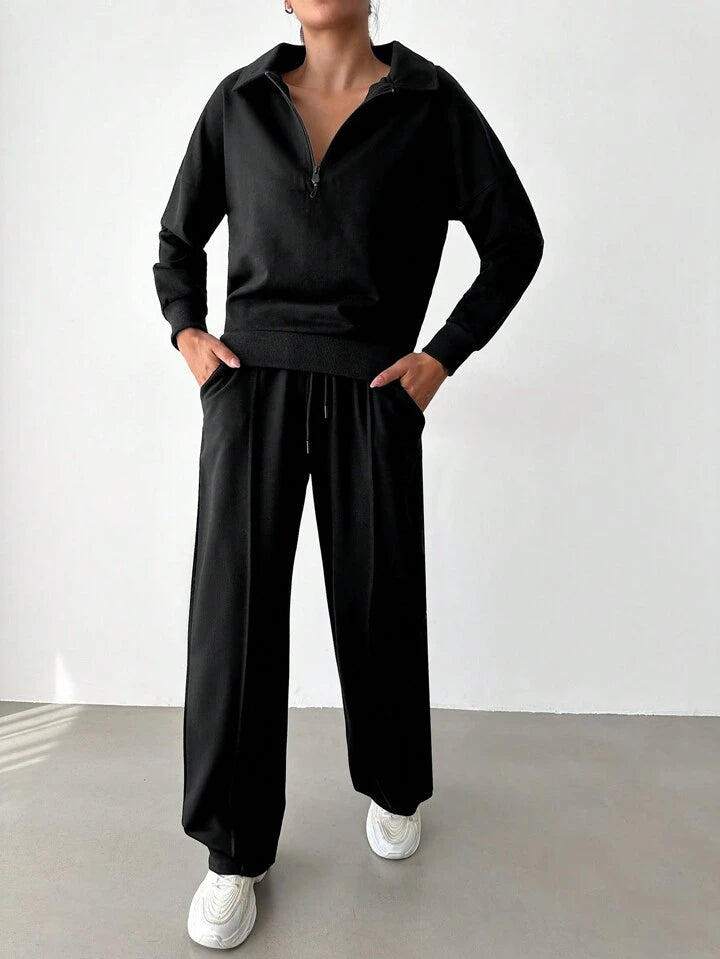 Essential Minimalist Pullover & Wide-Leg Pant Set