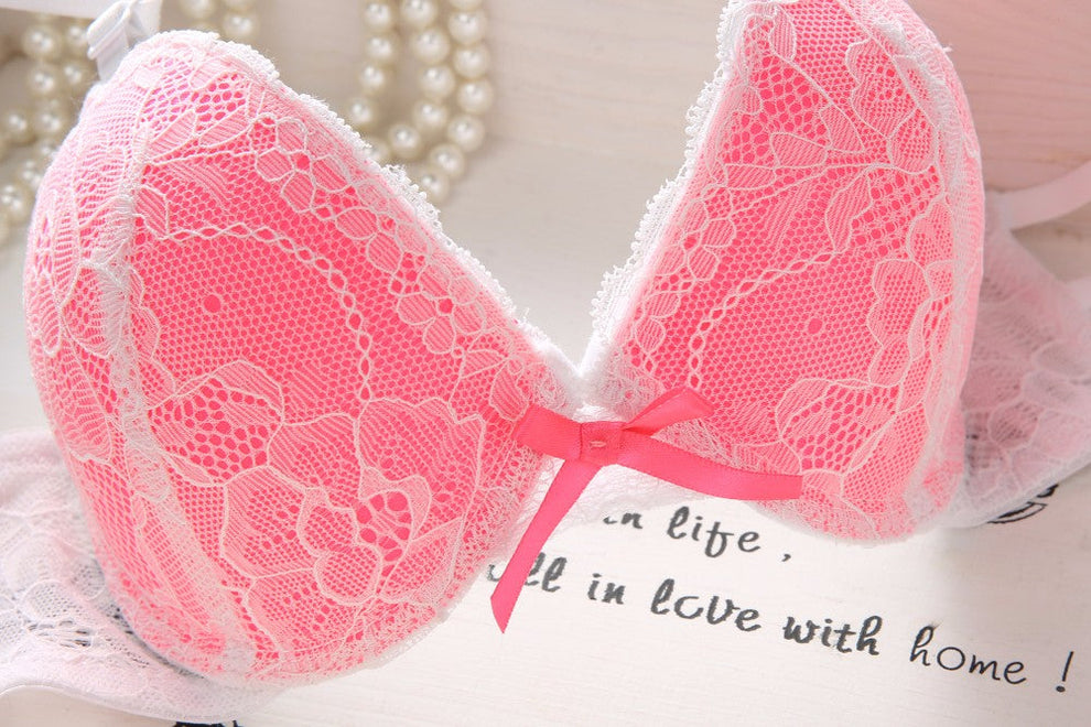 Strappy Lace Padded Pushup Demi Bra & Cheeky Set