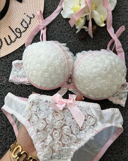 Bridal Blush Bloom Lace Bra & Panty Set