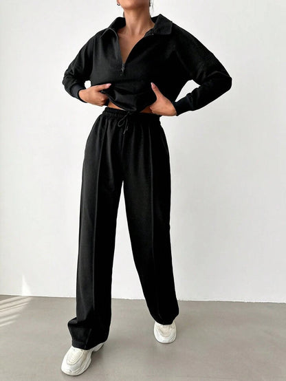 Essential Minimalist Pullover & Wide-Leg Pant Set