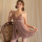 Midnight Allure Sheer Lace Babydoll Set