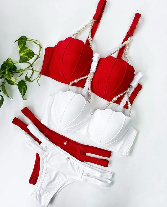 Seashell Padded Bra & Thong Lingerie Set