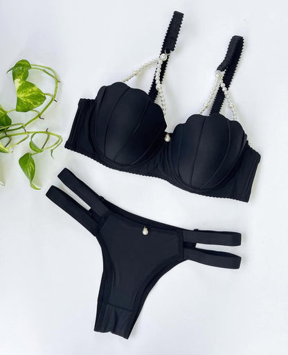 Seashell Padded Bra & Thong Lingerie Set