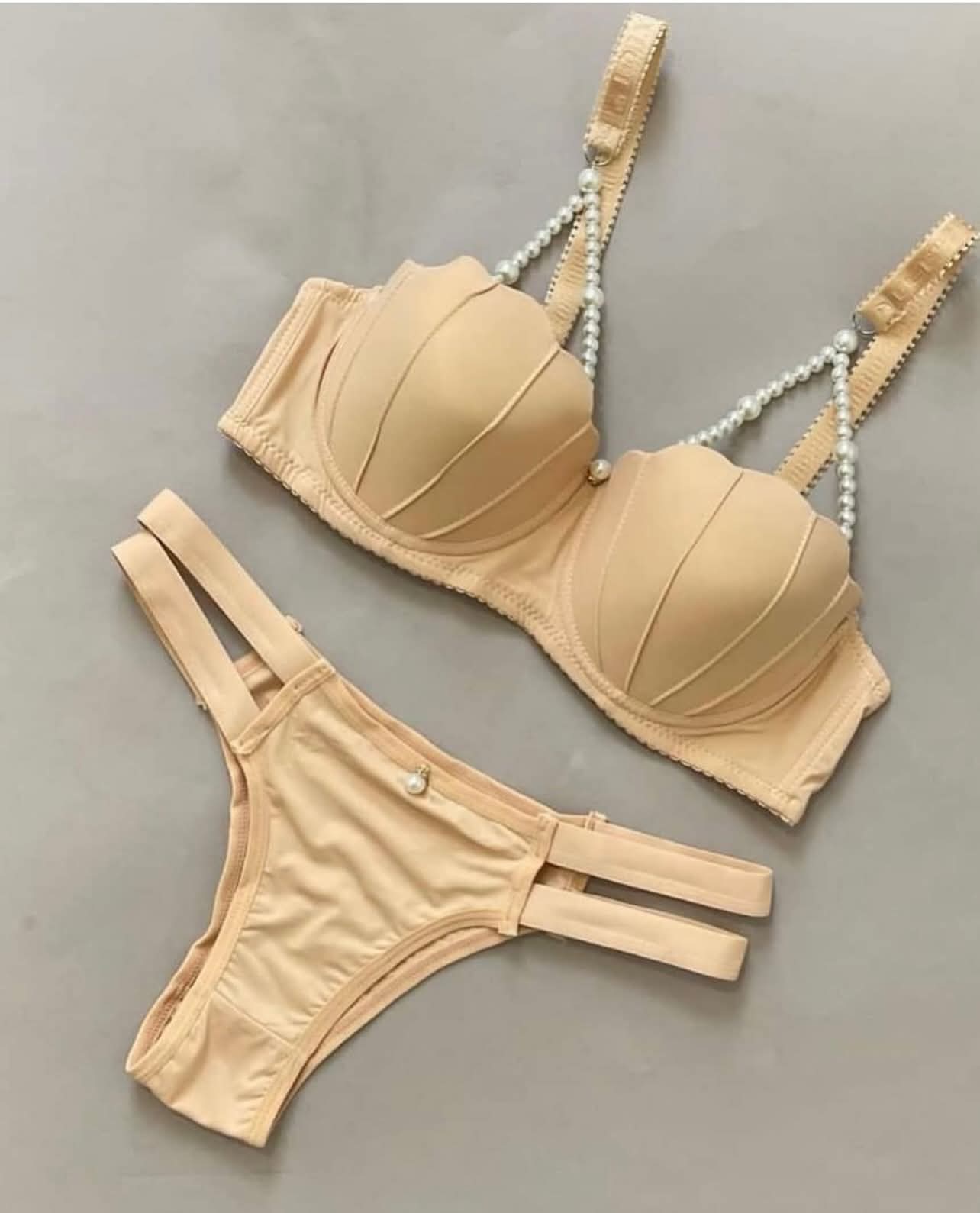 Seashell Padded Bra & Thong Lingerie Set