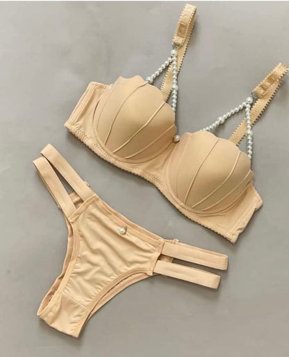 Seashell Padded Bra & Thong Lingerie Set