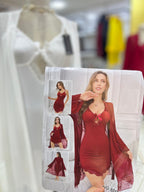 Romantic Red Chemise & Dressing Gown Duo Set