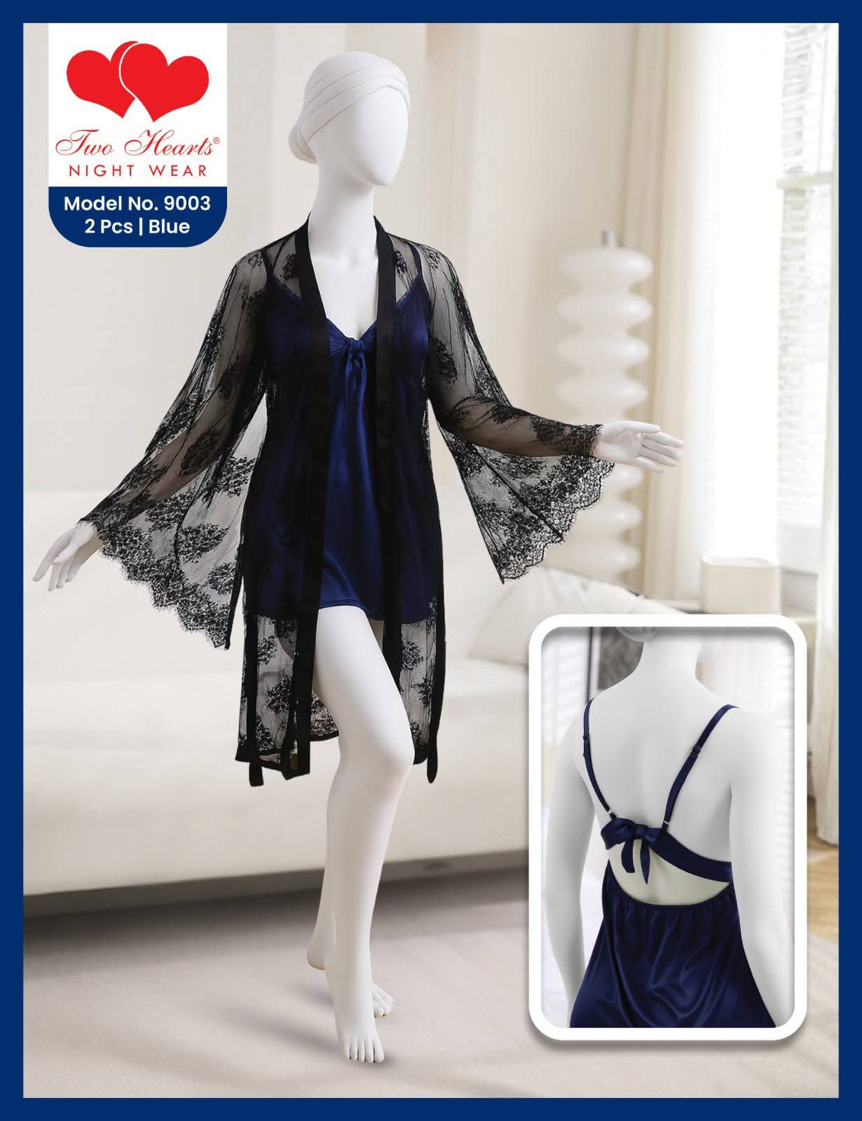 3-Piece Satin & Eyelash Lace Ensemble