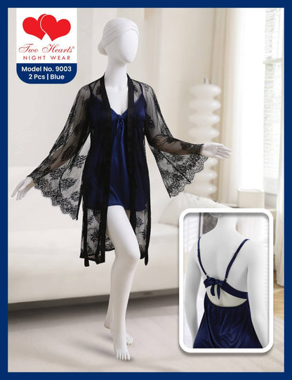 3-Piece Satin & Eyelash Lace Ensemble