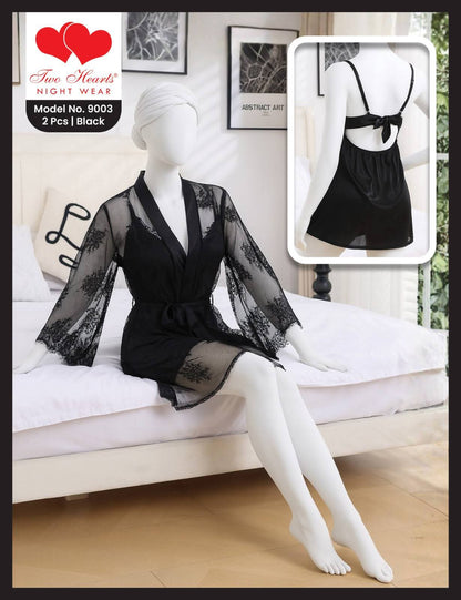 3-Piece Satin & Eyelash Lace Ensemble