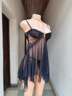 Front-Open Mesh Lingerie Set