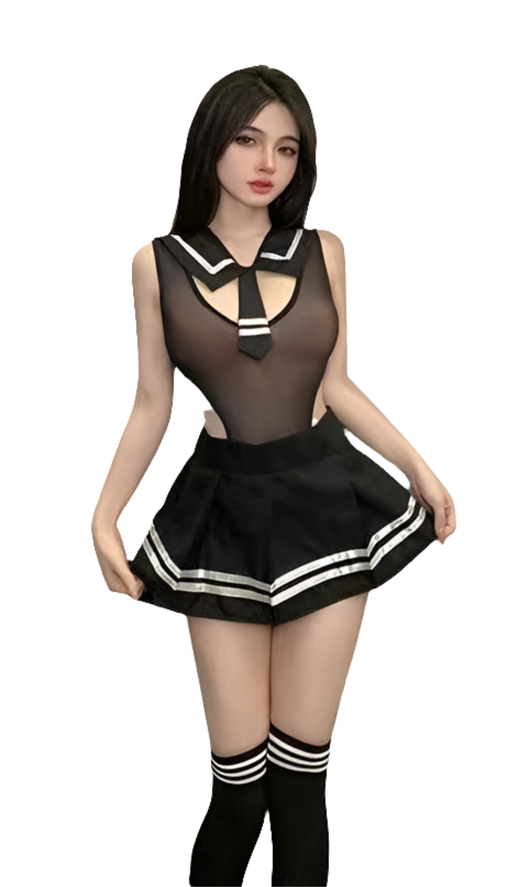 Sexy Sailor Schoolgirl Costume – 3 Piece Lingerie Set With Stockings