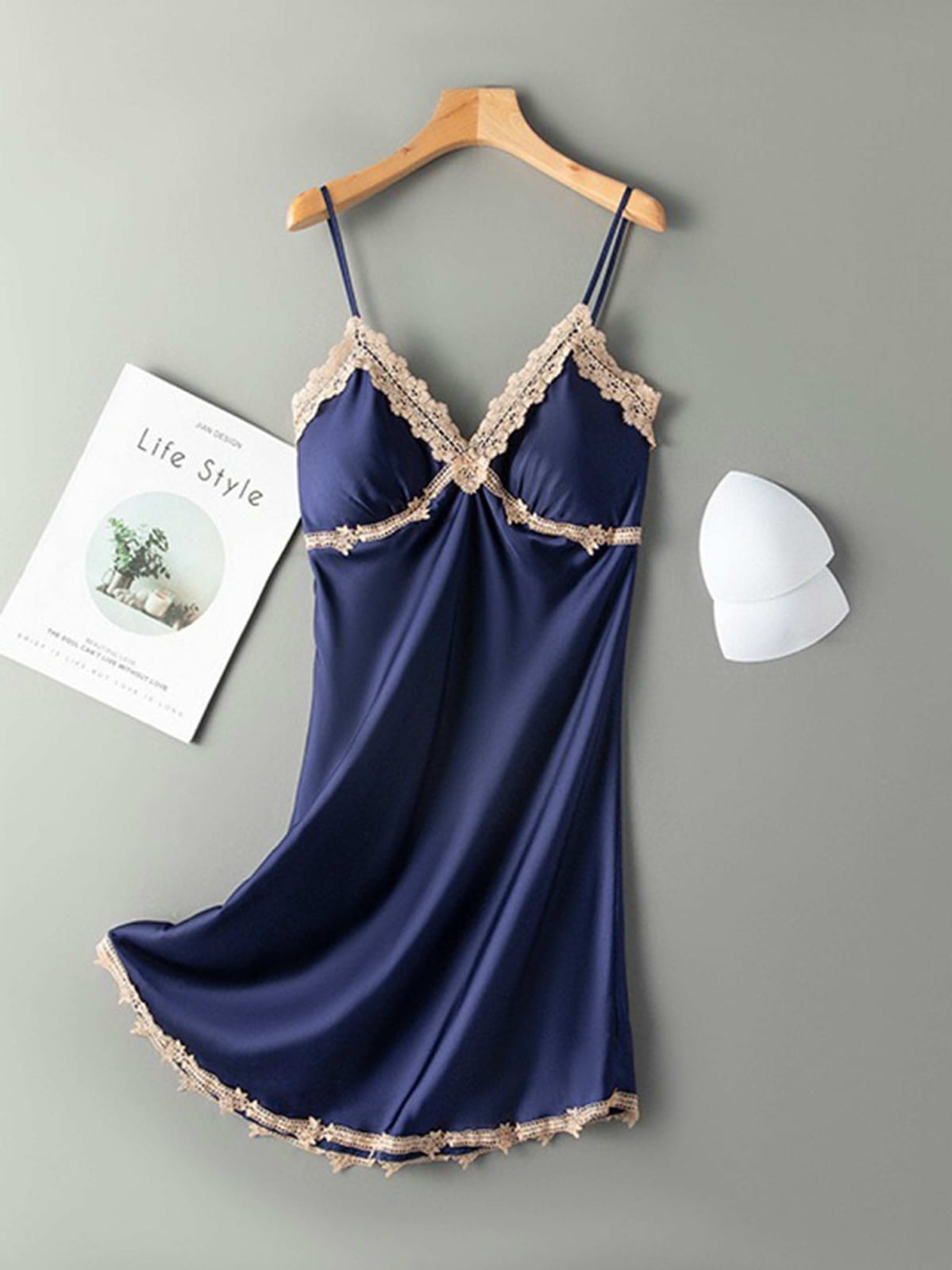 Satin Lace Trim Nightdress