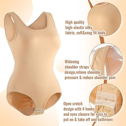 Seamless High-Elastic Body Shaper Bodysuit – Open Crotch Hook-and-Eye Design