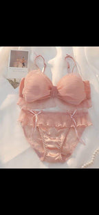 Pleated Satin Bra & Panty Set
