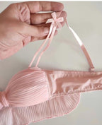 Pleated Satin Bra & Panty Set