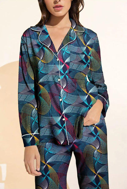 Cosmic Waves Linen Pajama Set