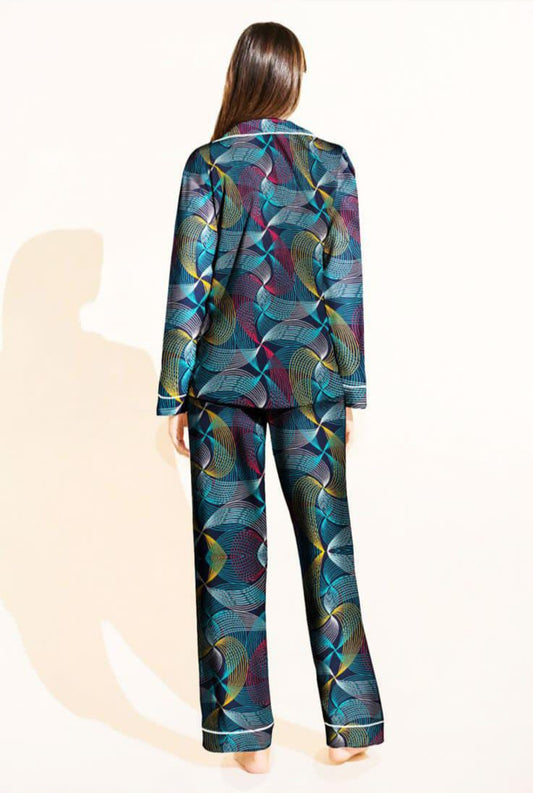 Cosmic Waves Linen Pajama Set