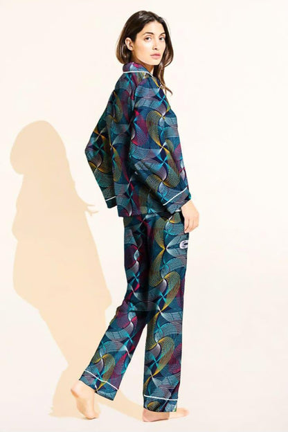 Cosmic Waves Linen Pajama Set