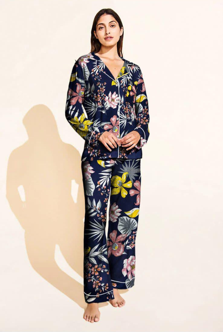 Midnight Garden Linen Pajama Set