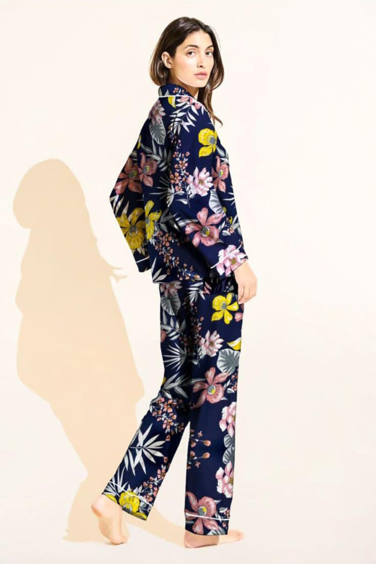 Midnight Garden Linen Pajama Set