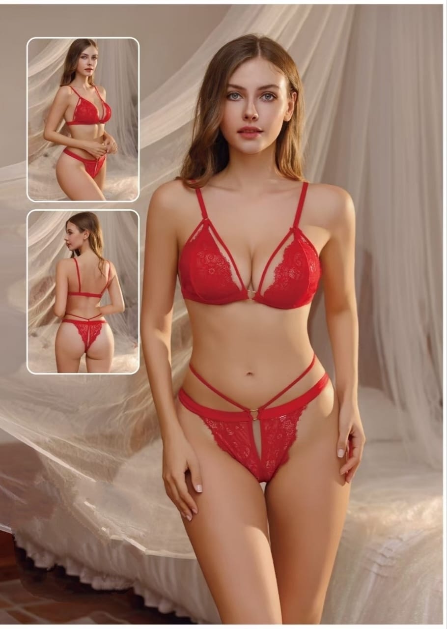 Tempting Heart Lace Strappy Lingerie Set
