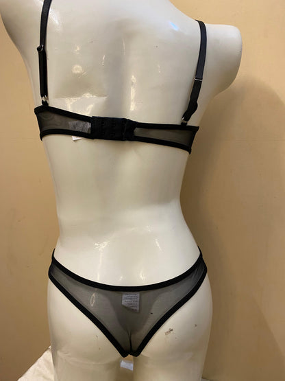 Purple Flower Mesh Lingerie Set