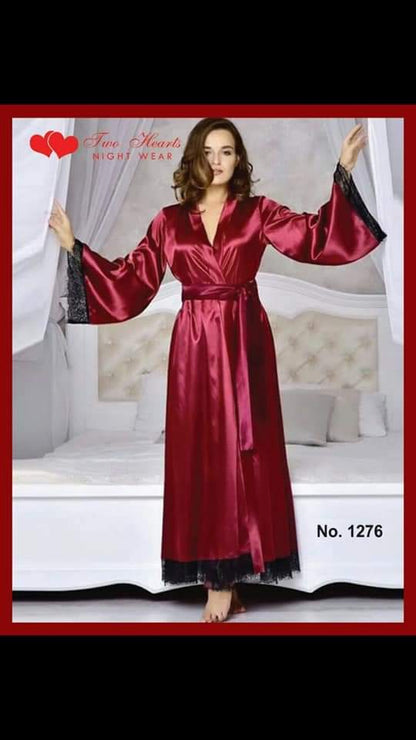 Silk Satin Long Nightwear Robe With Bikini