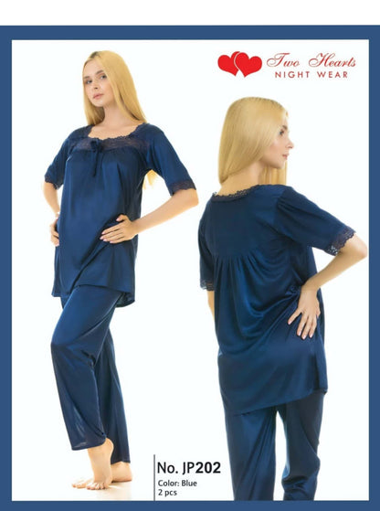 2-Piece Silk Nightwear Set – Two Hearts Collection