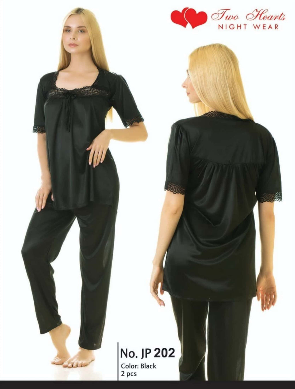 2-Piece Silk Nightwear Set – Two Hearts Collection