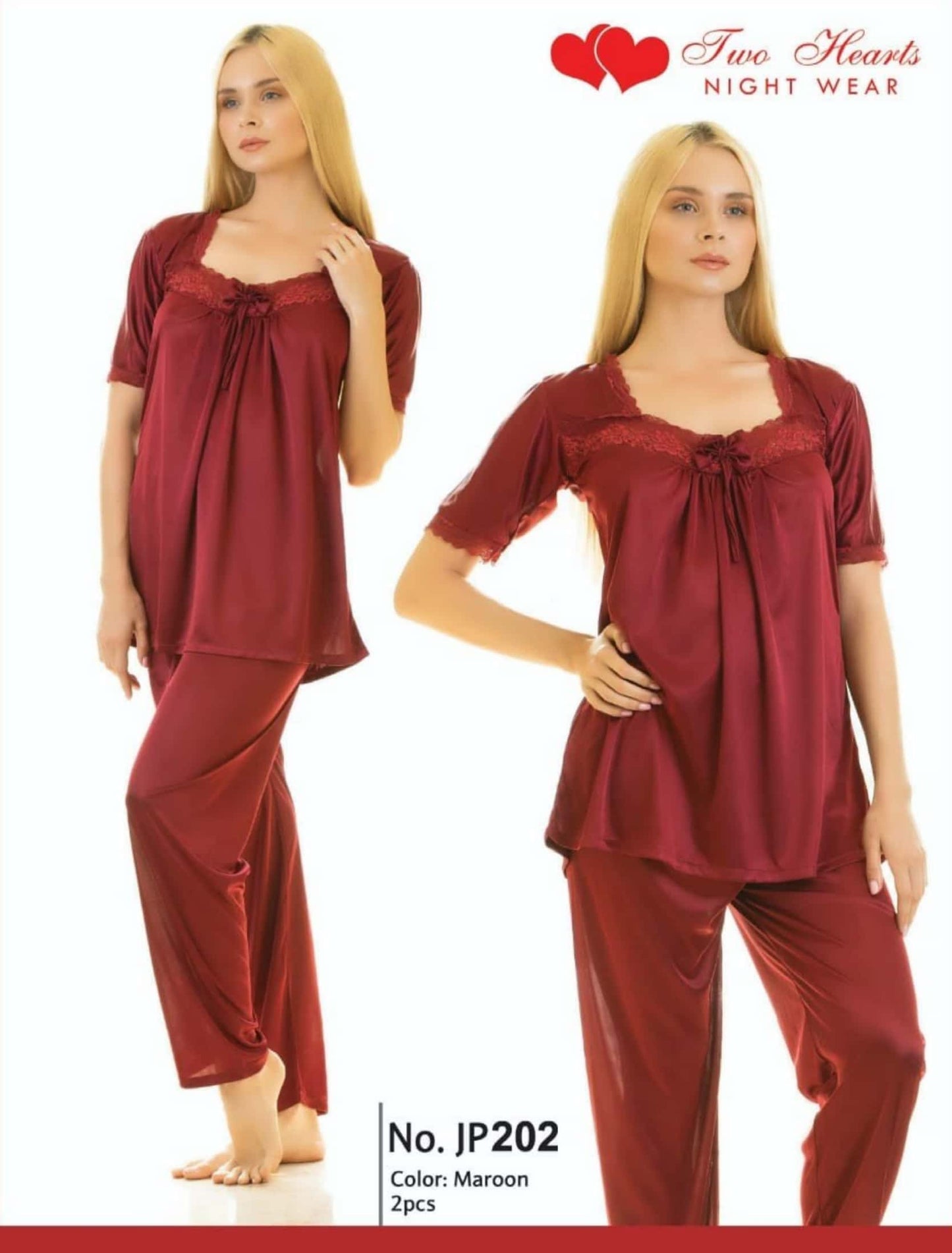 2-Piece Silk Nightwear Set – Two Hearts Collection