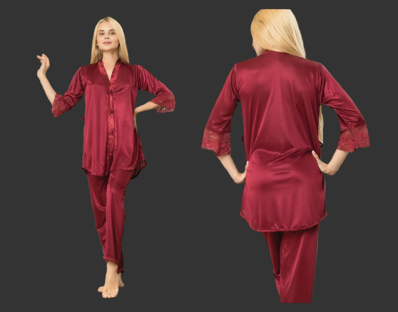 Two Piece Silk Nightwear