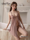 Lace Sheer Babydoll Set Front Open
