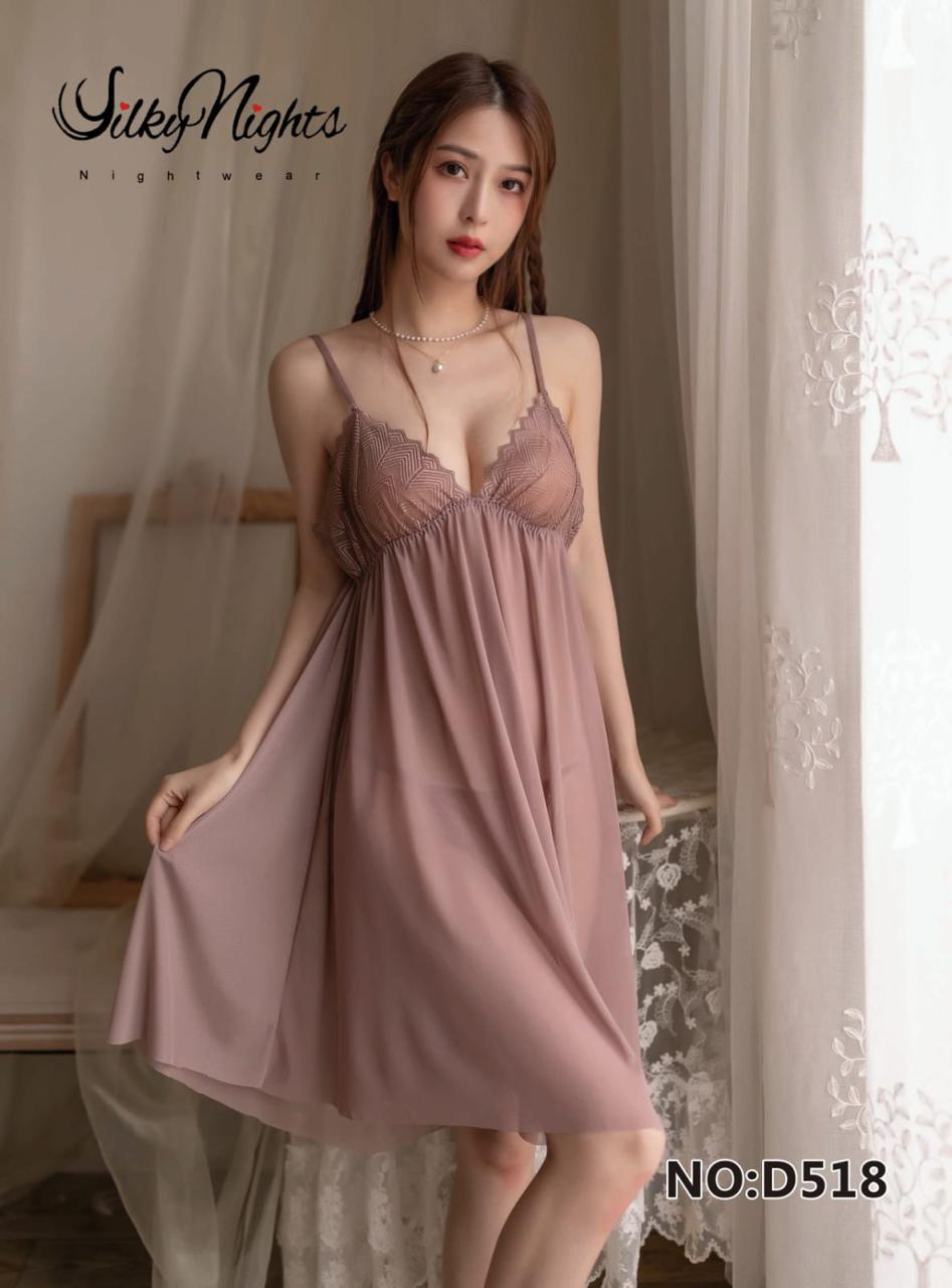 Luxurious Lace-Trim Babydoll Nightwear