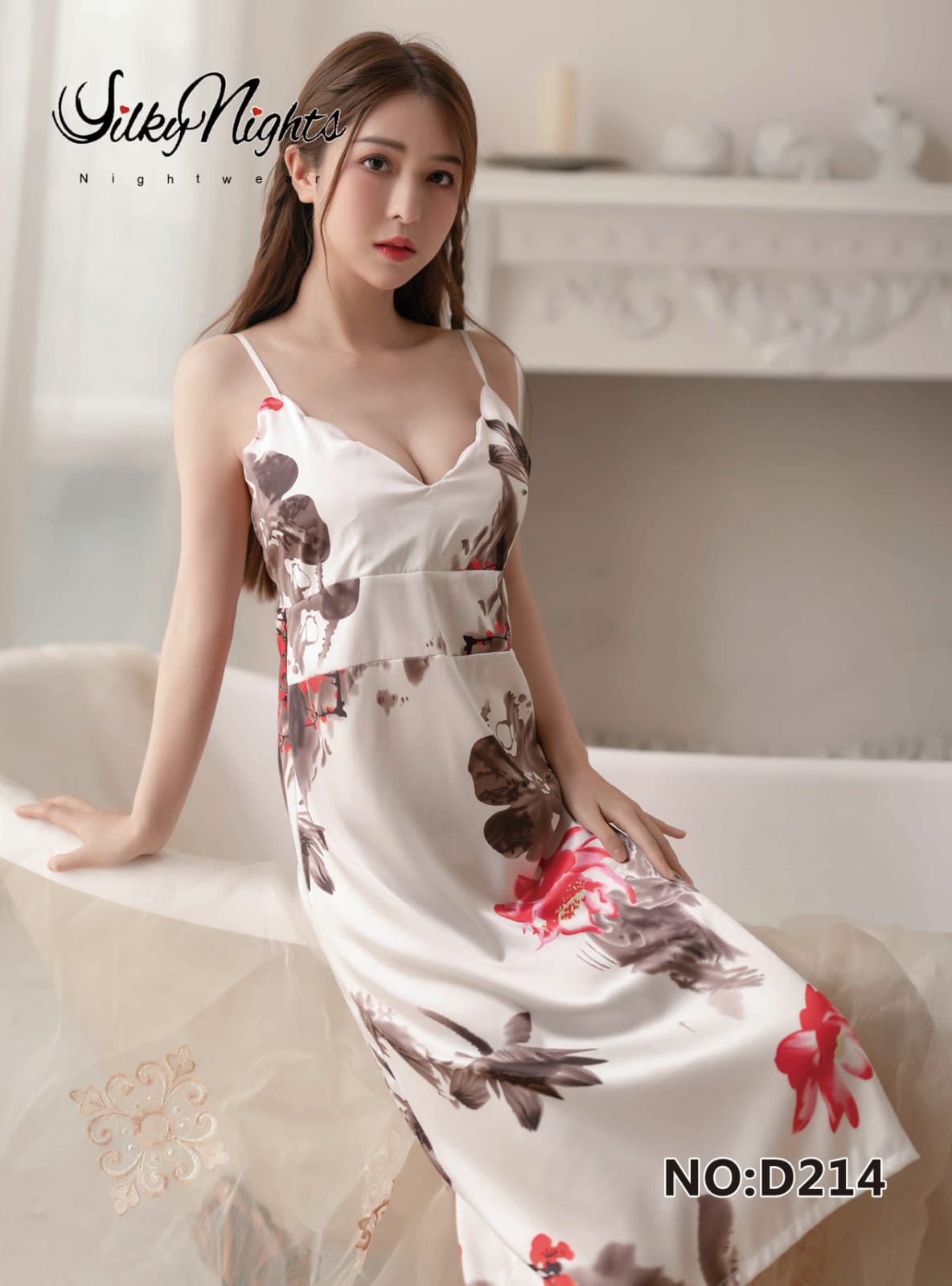 Elegant Floral Silky Nighty