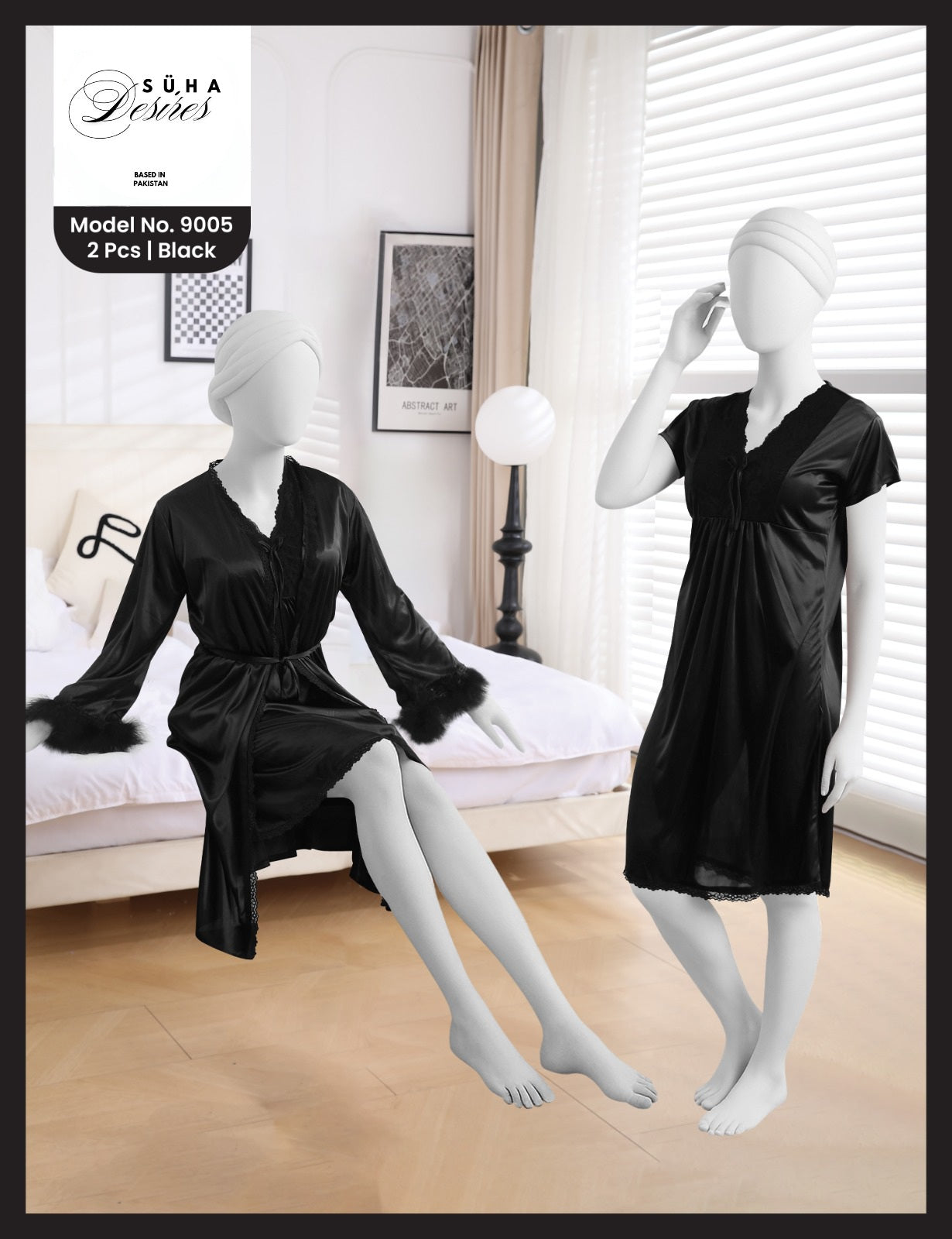 Silk Feathery Romance Nightwear Set - 3 Piece