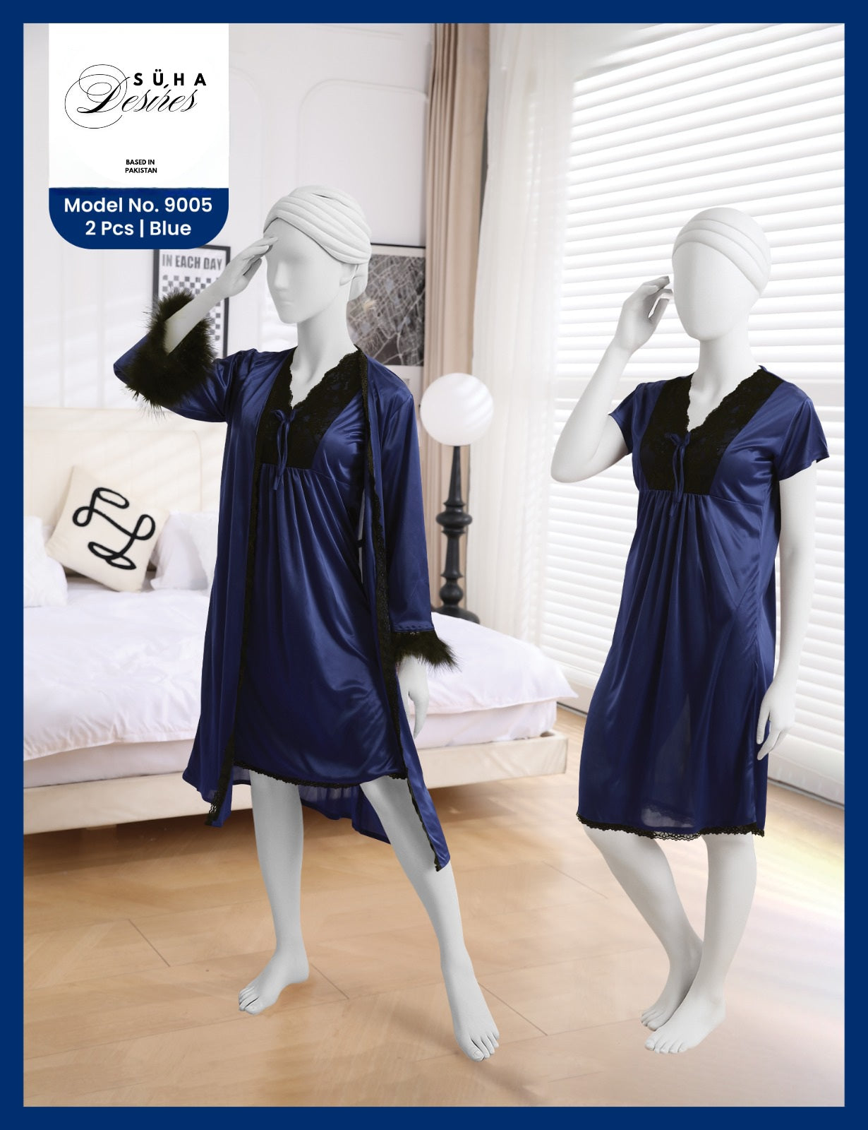 Silk Feathery Romance Nightwear Set - 3 Piece