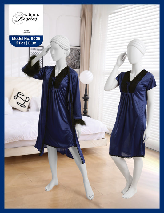 Silk Feathery Romance Nightwear Set - 3 Piece