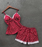 Polka Dot Padded Satin Cami & Shorts Nightwear Set