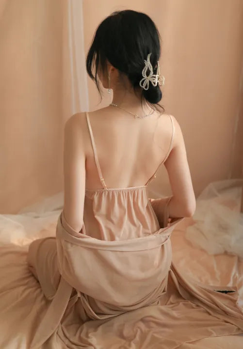 Mist Sheer Lace Robe & Chemise Set