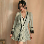 Mist Sheer Lace Robe & Chemise Set