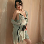 Mist Sheer Lace Robe & Chemise Set