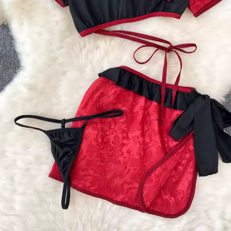 Oriental-Inspired Silk Lingerie Set
