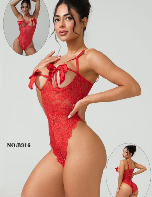 Midnight Muse Floral Lace Crotchless Teddy