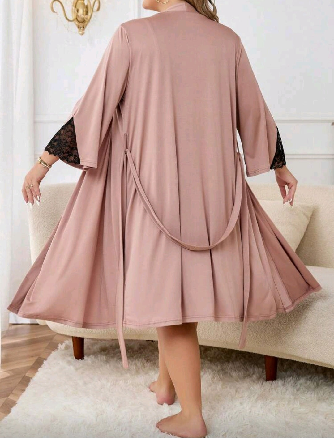 Satin Lace Nightdress with Robe