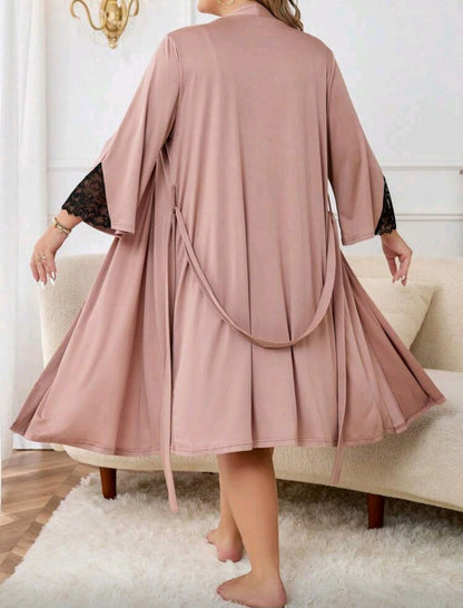 Satin Lace Nightdress with Robe