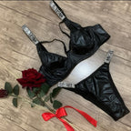 Love Secret Non Padded Underwired PU Leather Bra Set