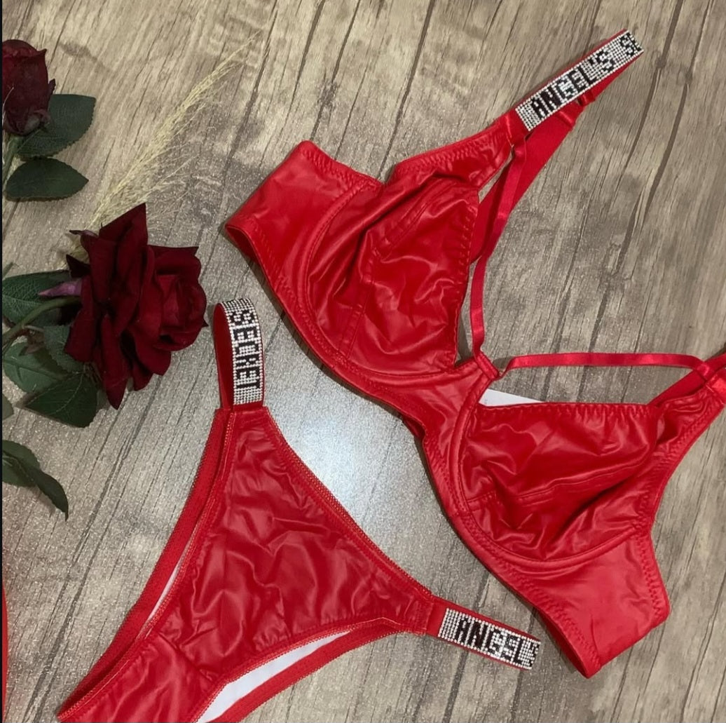 Love Secret Non Padded Underwired PU Leather Bra Set